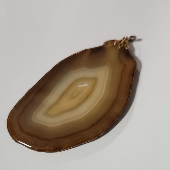 Brown Agate Slice Pendant - Picture 1 of 3